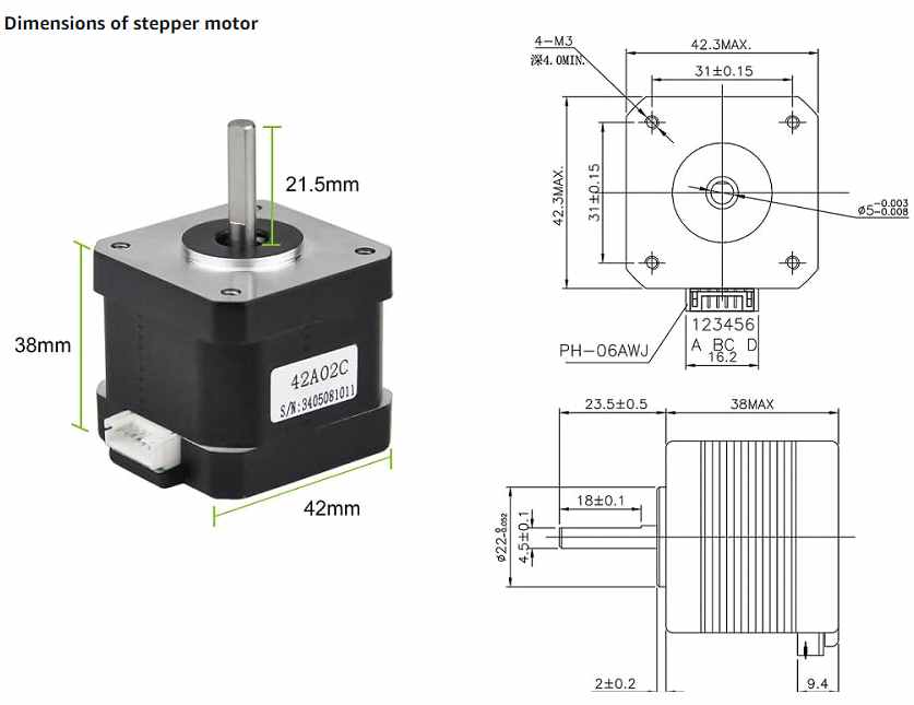 42a02c-ابعاد استپر موتور 