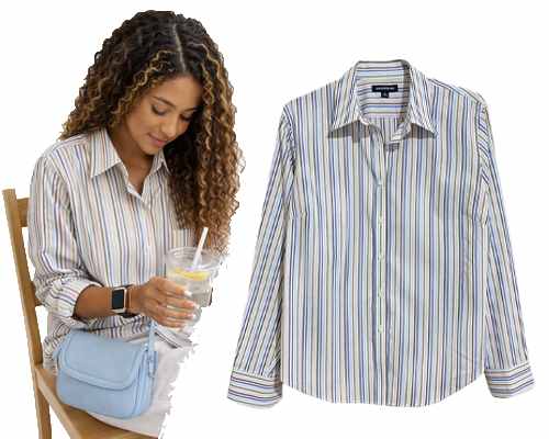 تنخور شومیز راه راه کتان