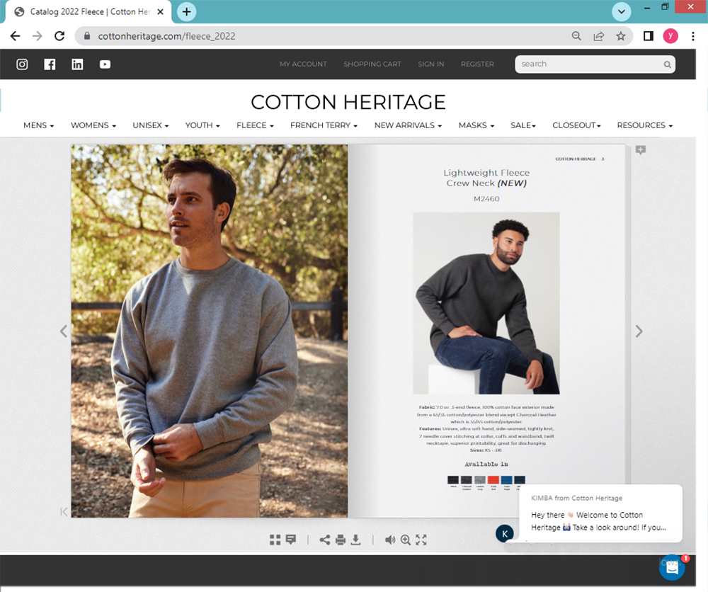 2023 catalog in cotton heritage web site 