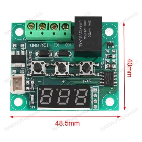 کنترلر دما دیجیتال 12 ولت با سنسور NTC ضدآب | ترموستات رله‌ای 20 آمپر