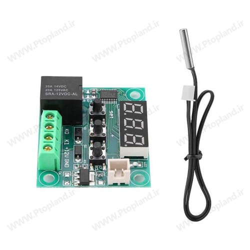 کنترلر دما دیجیتال 12 ولت با سنسور NTC ضدآب | ترموستات رله‌ای 20 آمپر