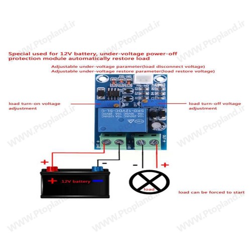 ماژول کنترل ولتاژ پایین، قطع خودکار ولتاژ پایین 12 ولت با نشانگر LED برای شارژ و توقف خودکار