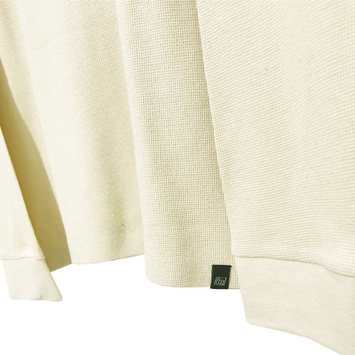 تیشرت پارچه بیسکویتی آستین بلند کرمی یقه دکمه دار Blend