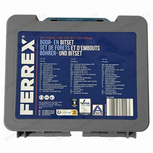 جعبه ابزار کامل Ferrex آلمان | ست جامع مته، بیت، بوکس و متعلقات (200+ پارچه)