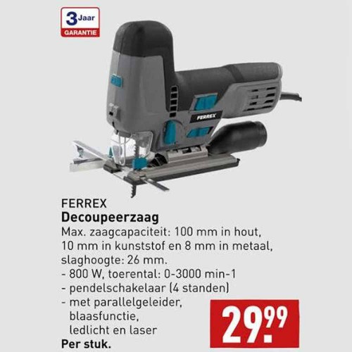 اره عمودبر Ferrex مدل Decoupeerzaag مناسب برش چوب و MDF, توان 800 وات به سفارش آلمان
