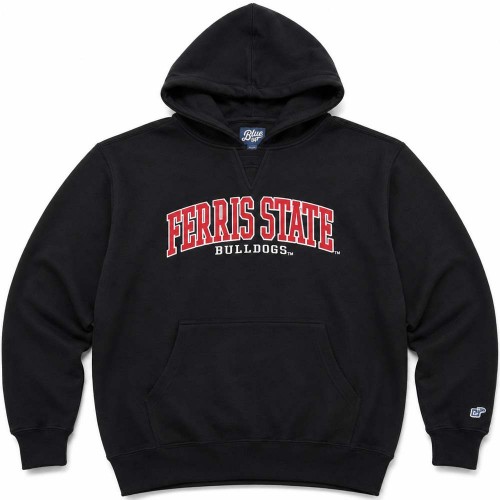 هودی مشکی پسرانه|دخترانه اورسایز سه نخ تو کرک گلدوزی Ferris State Bulldogs