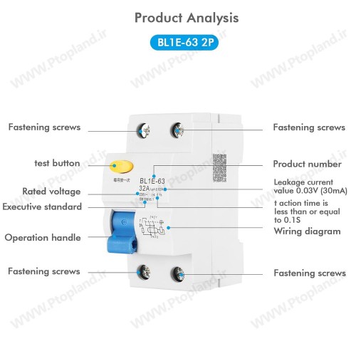 فیوز و محافظ جان تک پل + نول 32 آمپر با حساسیت 30 میلی آمپر برند BERM