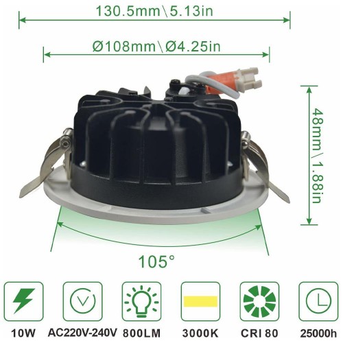چراغ LED توکار تخت 10W مدل Radiant، نور گرم 3000K و 850 لومن