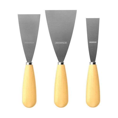 ست 3 عددی کاردک PARKSIDE با دسته چوبی برای بتونه‌کاری، نصب کاغذ دیواری و کارهای DIY