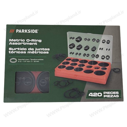ست اورینگ متریک 420 تکه پارکساید آلمان | 32 سایز مختلف برای تعمیرات و کارهای فنی با جعبه اورگانایزر مقاوم