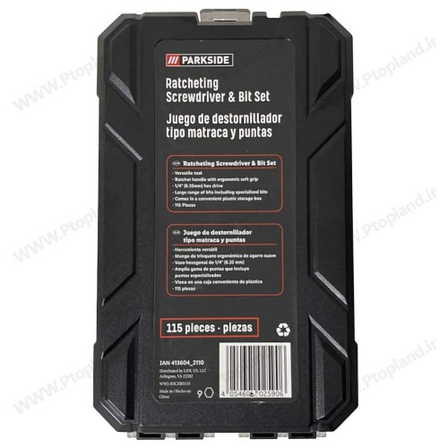 سری 115 تکه بیت پیچ گوشتی جغجغه ای برند پارکساید آلمان