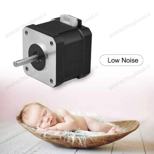 موتور پله ای مدل 42A02C با گشتاور 0.42Nm, پله کامل 1.8 درجه, 4 سیمه و قطر شفت 4.5mm, مناسب پرینتر سه بعدی و... از برند Rtelligent