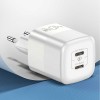 شارژر دیواری GaN مدل RY-C40A، توان 40 وات، دو خروجی USB-C