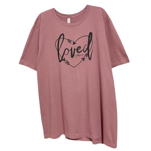 تیشرت استوک صورتی Loved | آستین کوتاه نخ پنبه وارداتی