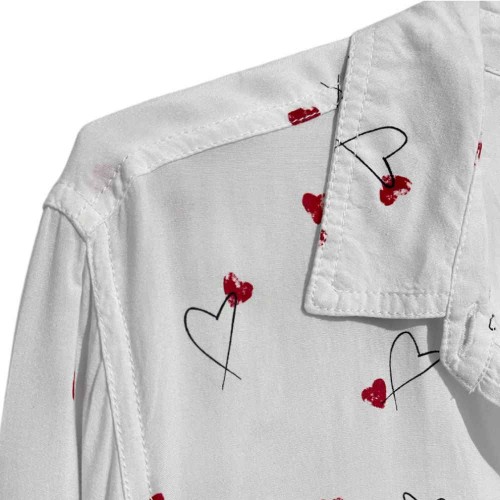 شومیز سفید طرح قلبی زنانه وارداتی برند Beach Lunch Loungo | قواره آزاد، نخ طبیعی