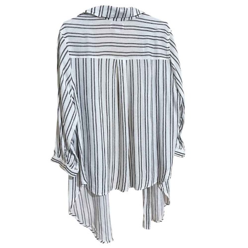 شومیز نخ پنبه مشکی سفید استایل گره‌ای زنانه وارداتی برند Vixbe | آستین سه‌ربع، آزاد