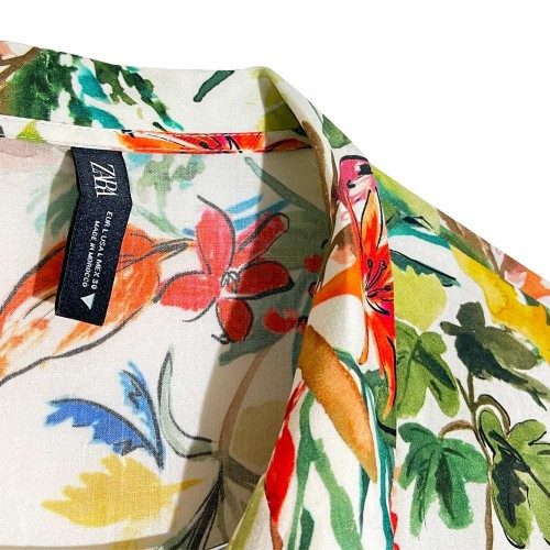 شومیز آستین کوتاه باکس استایل طرحدار نخی ریزشی وارداتی دخترانه|زنانه