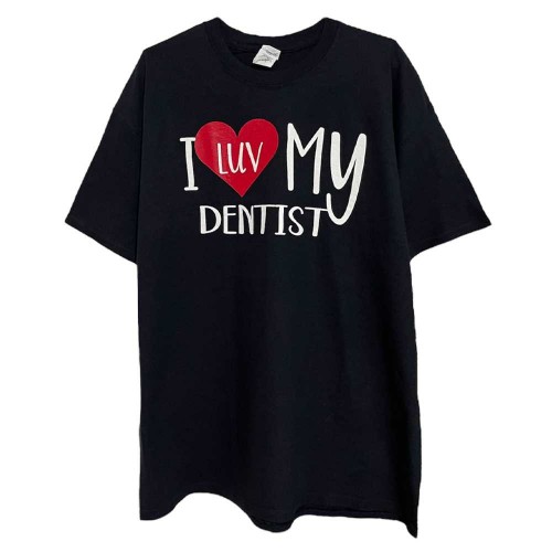 تیشرت مشکی I Love My Dentist یونیسکس نخی وارداتی