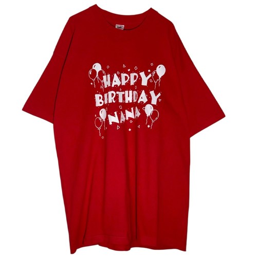 تیشرت آستین کوتاه قرمز اورسایز زنانه Happy Birthday Nana - استوک وارداتی با کیفیت بالا