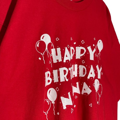 تیشرت آستین کوتاه قرمز اورسایز زنانه Happy Birthday Nana - استوک وارداتی با کیفیت بالا