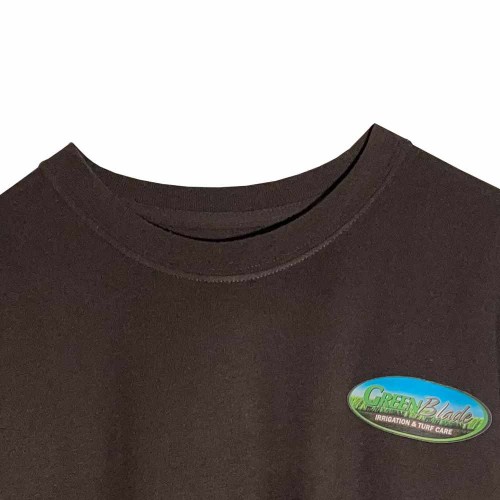 تیشرت یقه گرد استوک چاپدار قهوه ای بدون دوخت بغل