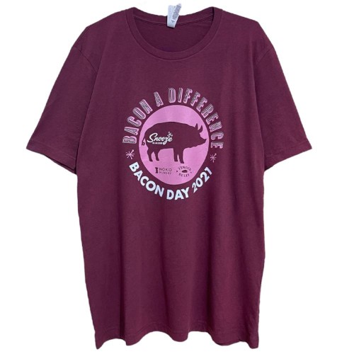 تیشرت استوک زرشکی Bacon Day 2021 | آستین کوتاه بدون دوخت بغل وارداتی