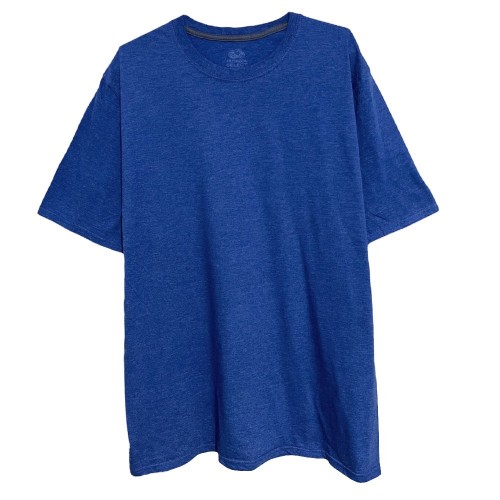 تیشرت آستین کوتاه آبی ملانژ یونی سکس با یقه گرد | قواره آزاد و راحت