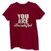 تیشرت استوک قرمز YOU ARE Beautiful | آستین کوتاه وارداتی بدون دوخت