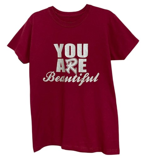 تیشرت استوک قرمز YOU ARE Beautiful | آستین کوتاه وارداتی بدون دوخت