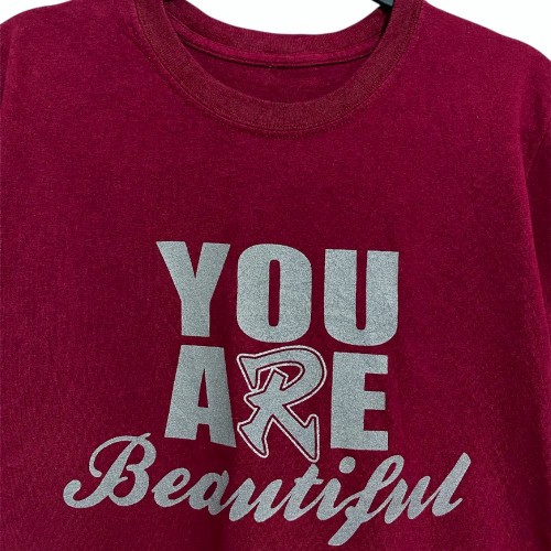 تیشرت استوک قرمز YOU ARE Beautiful | آستین کوتاه وارداتی بدون دوخت