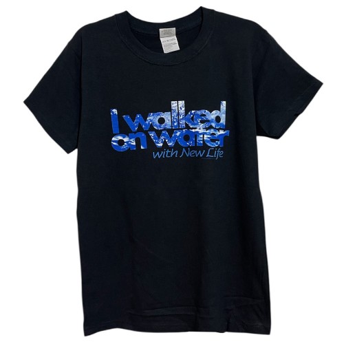 تیشرت استوک مشکی تایپوگرافی آبی | آستین کوتاه نخ پنبه وارداتی