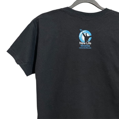 تیشرت استوک مشکی تایپوگرافی آبی | آستین کوتاه نخ پنبه وارداتی