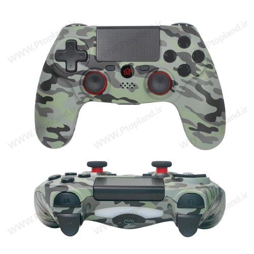 دسته بازی بی‌سیم سازگار با کنسول PS4/Pro/Slim گیم‌پد با ویبره, ژیروسکوپ ۶ محوره, عملکرد صوتی, تاچ‌پد, طرح استتار ارتشی