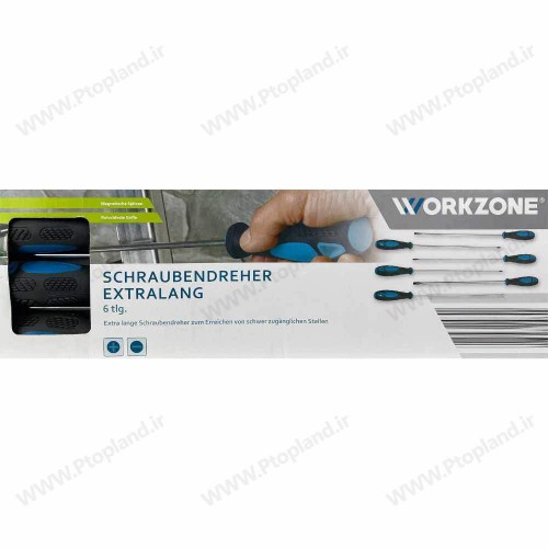 ست 6 عددی پیچ‌گوشتی فوق بلند WORKZONE آلمان | 325 میلی‌متر آهنربایی دو سو و چهار سو