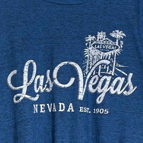 تیشرت آستین کوتاه لانگ آبی نفتی وارداتی Las Vegas