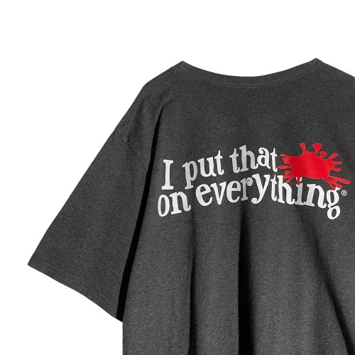 تیشرت وارداتی ذغالی آستین کوتاه نخی چاپدار