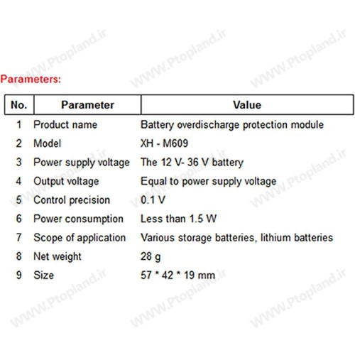 ماژول کنترل دشارژ باتری مدل XH-M609