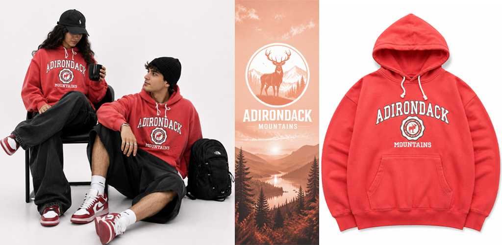 پوستر هودی قرمز روشن Adirondack