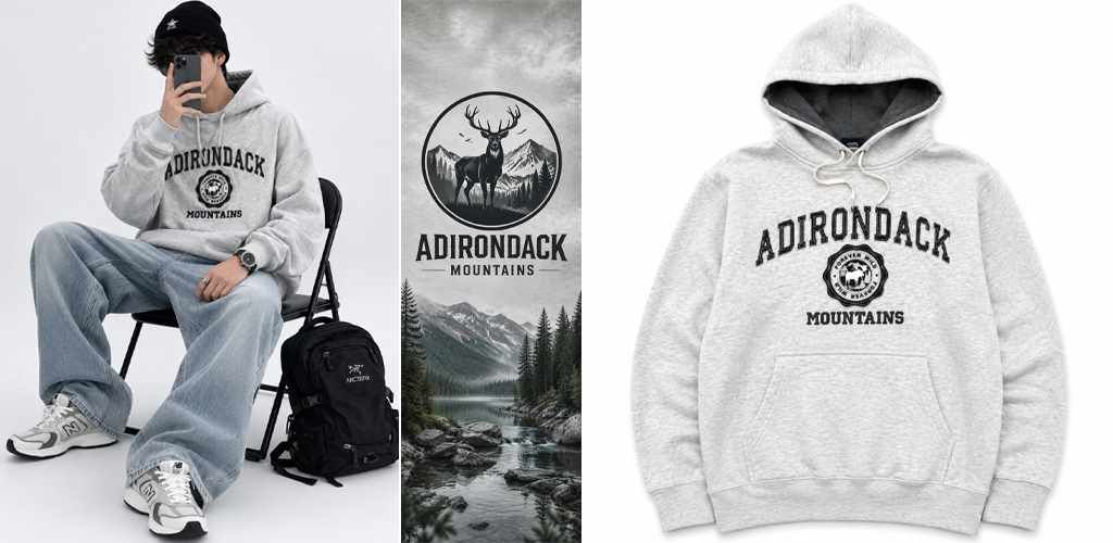 پوستر هودی طوسی ملانژ Adirondack