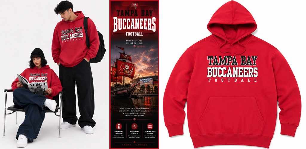 پوستر هودی قرمز روشن Buccaneers